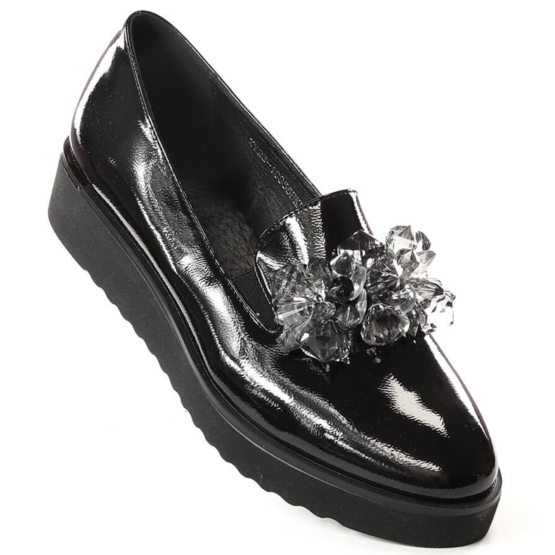 Chaussures laquées pour femmes avec cristaux noirs Vinceza 10856 le noir 1 Chaussures laquées pour femmes avec cristaux noirs Vinceza 10856 le noir 1