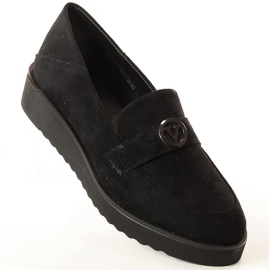 Chaussures en daim pour femmes sur la plate-forme noire Vinceza 10857 1