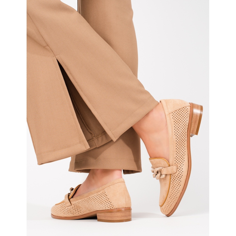 W. Potocki Mocassins daim ajouré femme Potocki beige 1