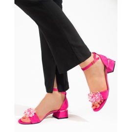 Sandales roses à petit talon Shelovet, femmes 1