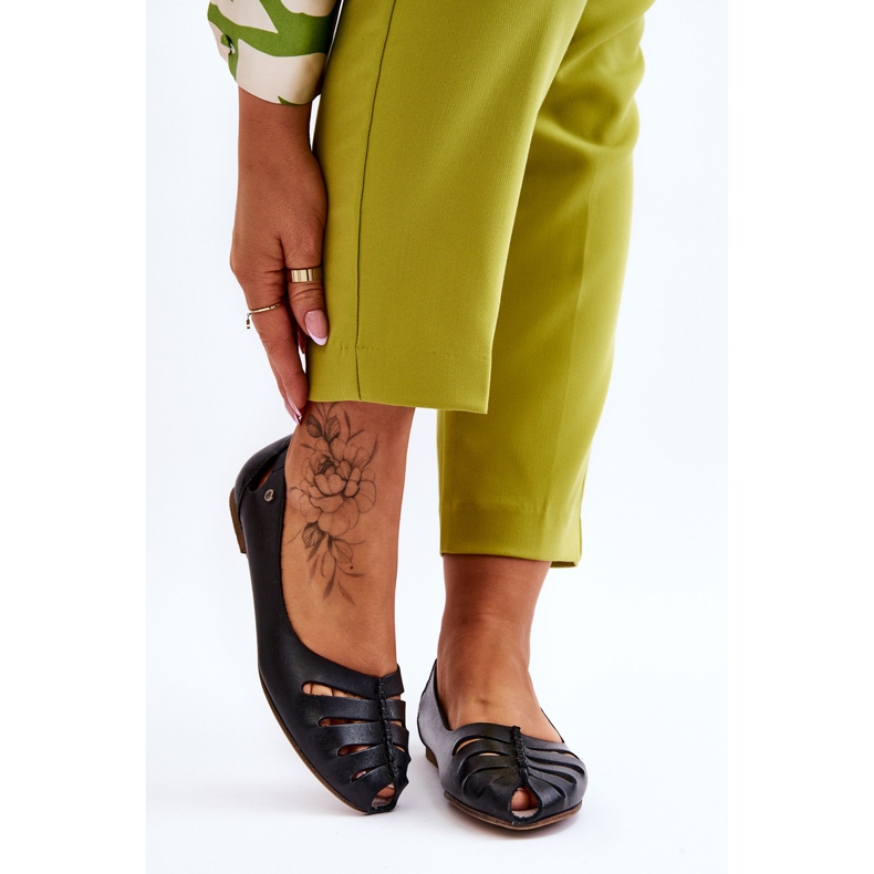 Lemar Ballerines Confortables En Cuir Pour Femme Noir Luka 1