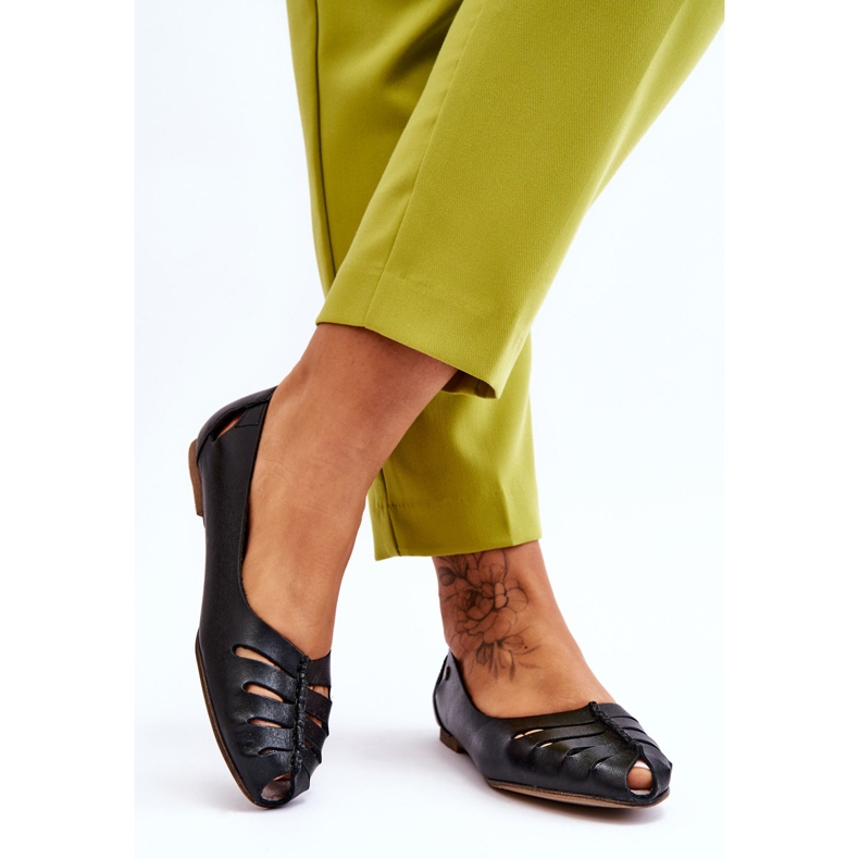 Lemar Ballerines Confortables En Cuir Pour Femme Noir Luka 2