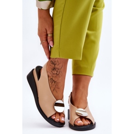 Vinceza Sandales Compensées en Cuir pour Femme Beige Justice brun 1