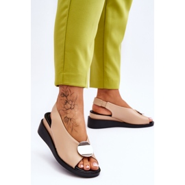 Vinceza Sandales Compensées en Cuir pour Femme Beige Justice brun 2 Vinceza Sandales Compensées en Cuir pour Femme Beige Justice brun 2