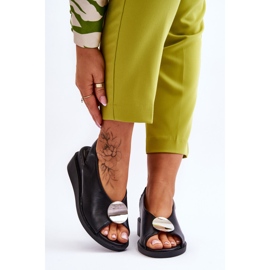 Vinceza Sandales compensées en cuir pour femmes Black Justice le noir 1