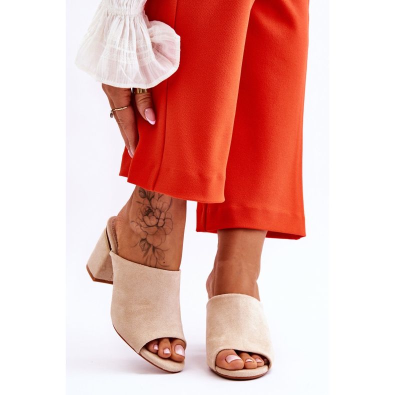Vinceza Chaussons à Talons Hauts en Daim pour Femme Beige Carter 1