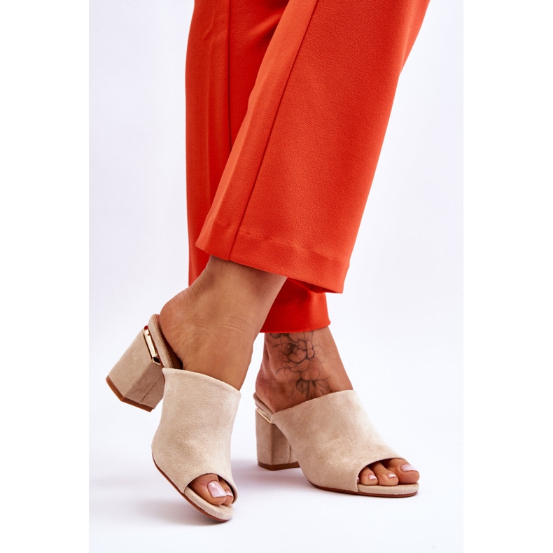 Vinceza Chaussons à Talons Hauts en Daim pour Femme Beige Carter 2