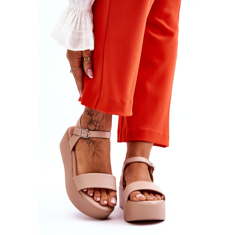 Vinceza Sandales à plateforme épaisses Casen de couleur chair pour femmes rose 1