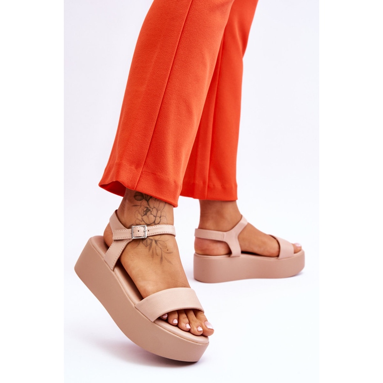 Vinceza Sandales à plateforme épaisses Casen de couleur chair pour femmes rose 2