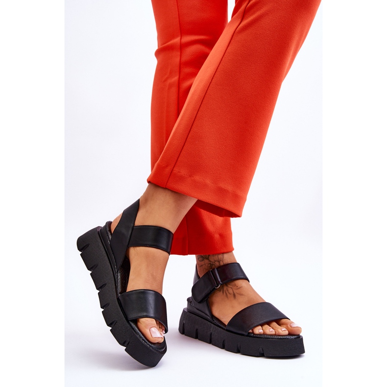 Vinceza Sandales à plateforme en cuir pour femmes Black Katte le noir 2 Vinceza Sandales à plateforme en cuir pour femmes Black Katte le noir 2