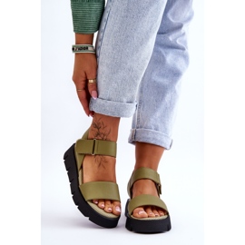 Vinceza Sandales à plateforme en cuir pour femmes Vert Katte 1