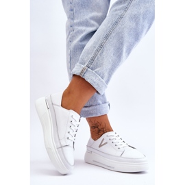 Vinceza Chaussures de sport à plateforme en cuir pour femmes Blanc Saul 2
