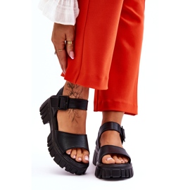 Vinceza Sandales Plates en Cuir pour Femme Noir Dean 1