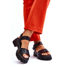 Vinceza Sandales Plates en Cuir pour Femme Noir Dean le noir 2