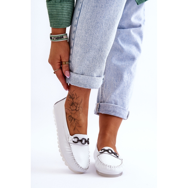 Vinceza Mocassins Confortables en Cuir pour Femme Blanc Miguel 1