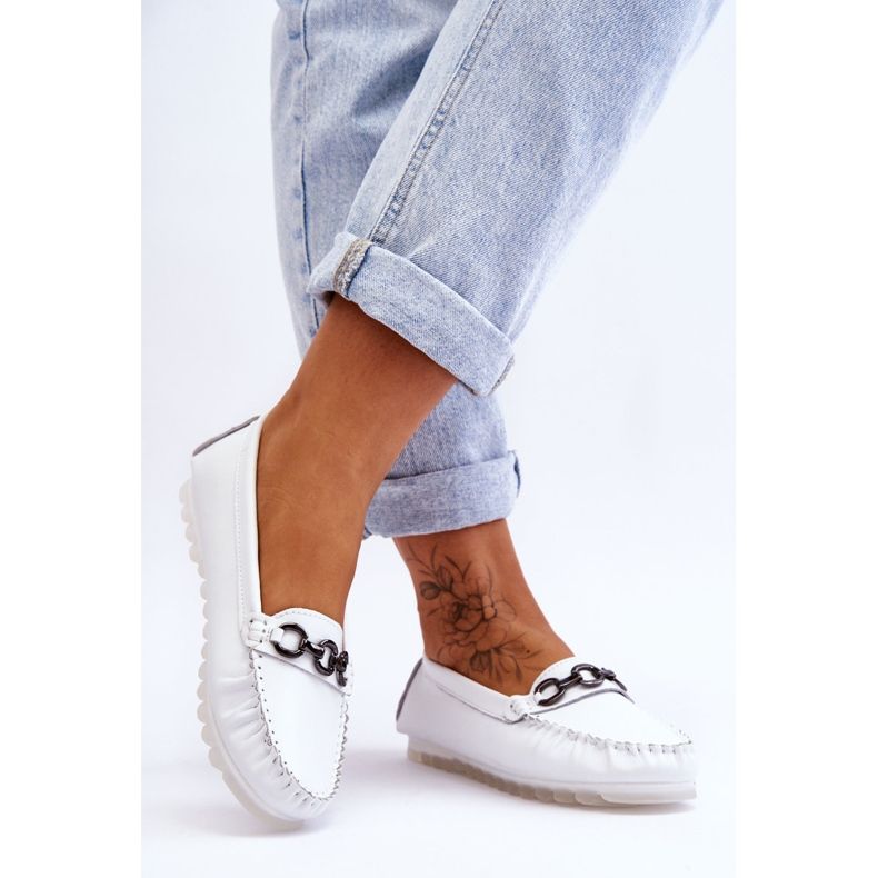 Vinceza Mocassins Confortables en Cuir pour Femme Blanc Miguel blanche 2