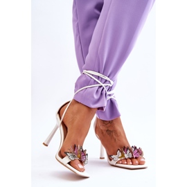 FS1 Sandales nouées sur un talon haut avec des papillons Delmar blancs blanche 2