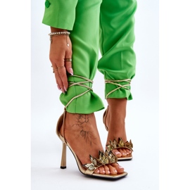 FS1 Sandales nouées sur un talon haut avec des papillons Delmar dorés 2