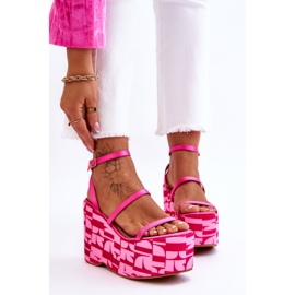 FS1 Sandales Compensées Tendance Avec Motifs Fuchsia Claria rose 1