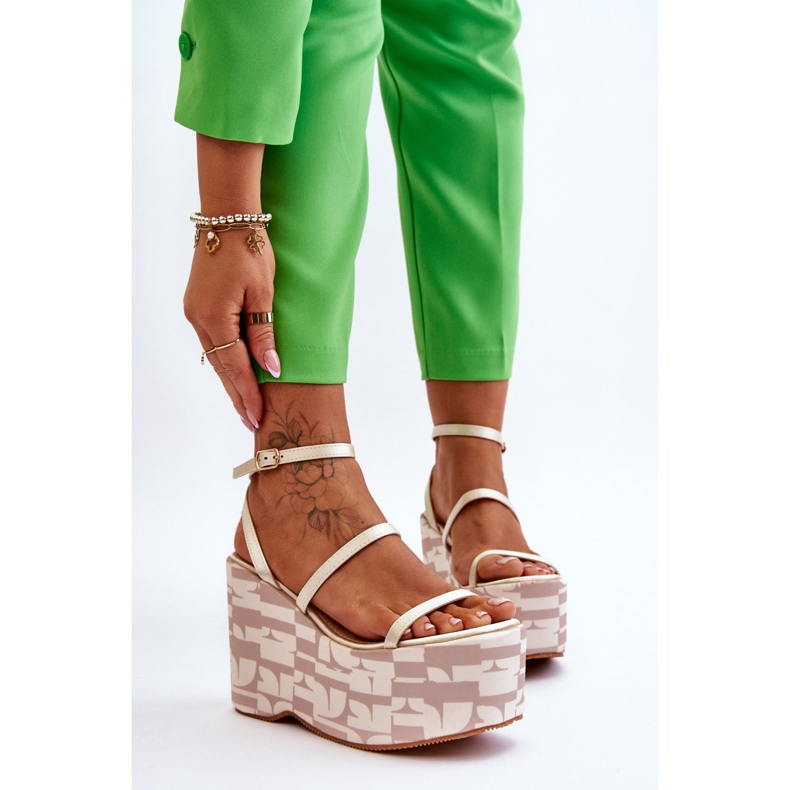 FS1 Sandales Compensées Tendance Avec Motifs Beige Claria brun 1