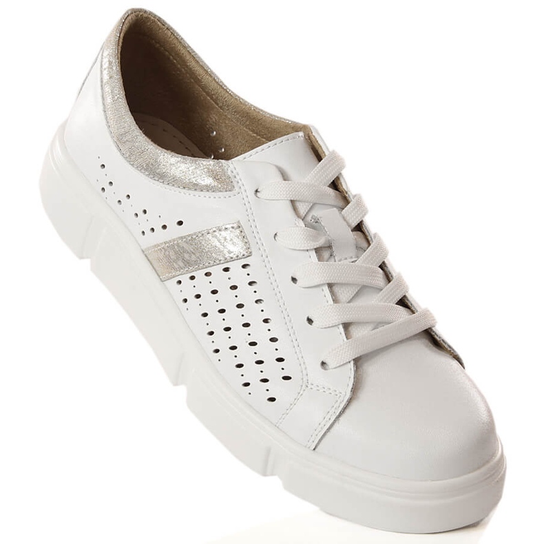 Chaussures de sport en cuir pour femmes sur la plate-forme blanc Filippo DP4531 blanche 1