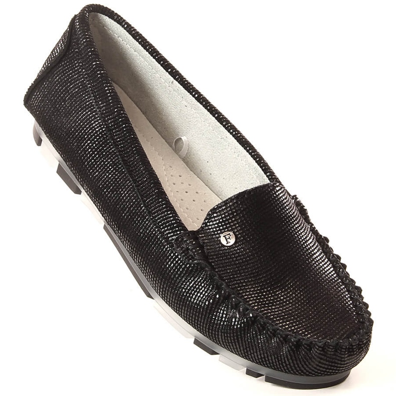Mocassins femme en cuir noir brillant Filippo DP2037 le noir 1
