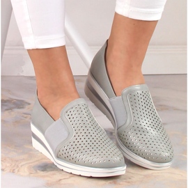 Chaussures compensées ajourées grises pour femme Jezzi MR1738-17 3