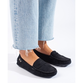 Mocassins femme en daim Shelovet élastique noir le noir 1