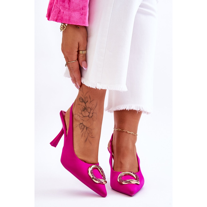 Pin's Tendance Avec Décoration Et Zircons Fuchsia Alexia rose 1