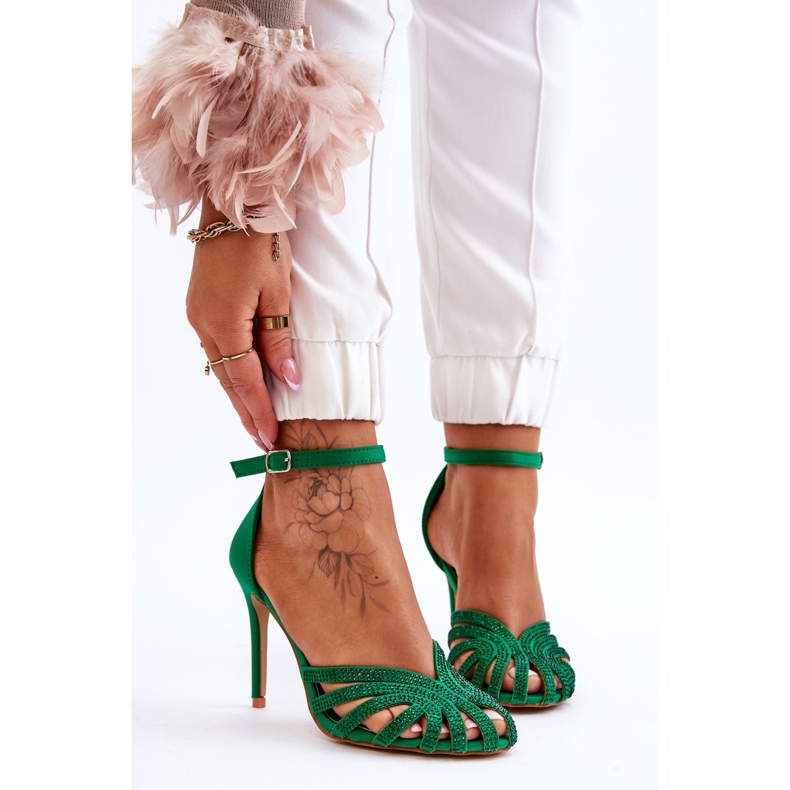 FS1 Talons hauts à la mode Jaylen Green avec strass vert 1