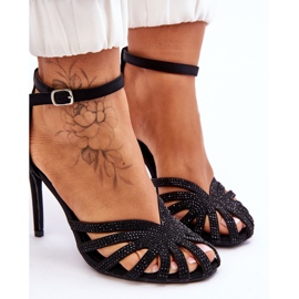 Talons hauts Jaylen noirs à la mode avec strass le noir 8