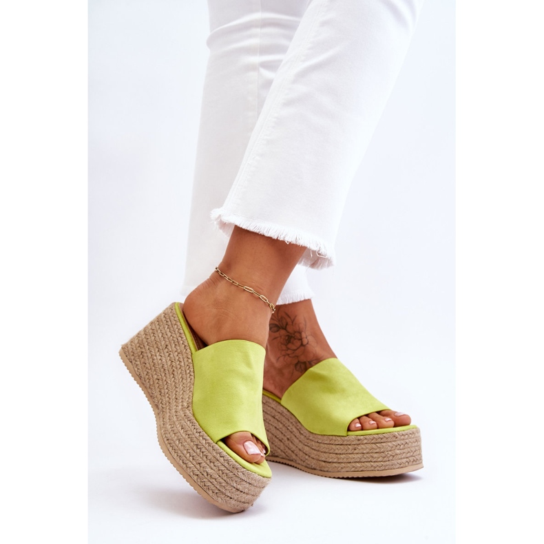 FS1 Ysabel Chaussons Compensés Et Plateformes Femme Lime vert 2