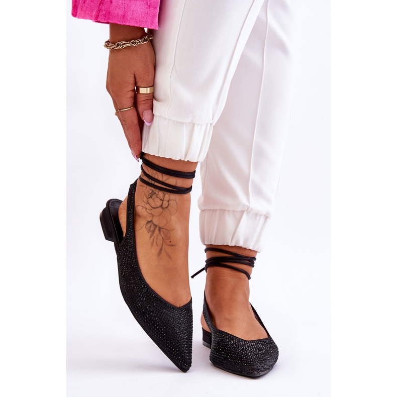 Ballerines Mavis noires nouées avec strass le noir 1