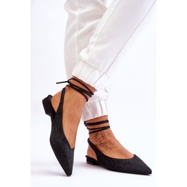 Ballerines Mavis noires nouées avec strass 2