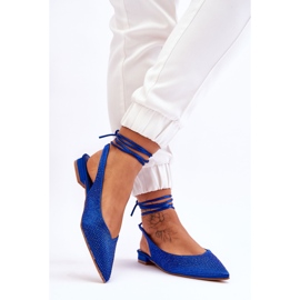Ballerines Mavis bleues nouées avec strass 2
