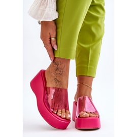 FS1 Chaussons Compensés Transparents Femme Fuchsia Eliane rose 1