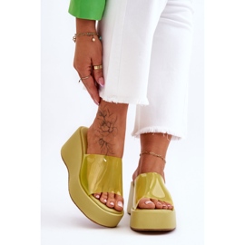 FS1 Chaussons Compensés Transparents Femme Vert Clair Eliane 1
