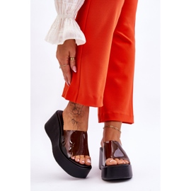 FS1 Chaussons Compensés Transparents Femme Noir Eliane 1