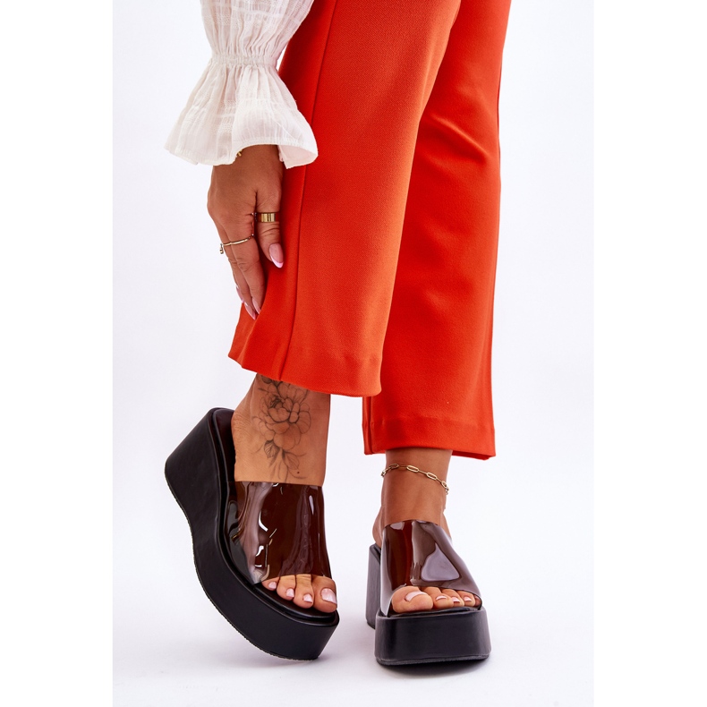 FS1 Chaussons Compensés Transparents Femme Noir Eliane 1