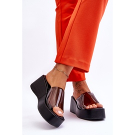 FS1 Chaussons Compensés Transparents Femme Noir Eliane 2