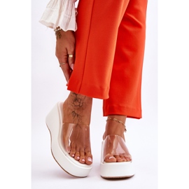 FS1 Chaussons Compensés Transparents Femme Blanc Eliane 1
