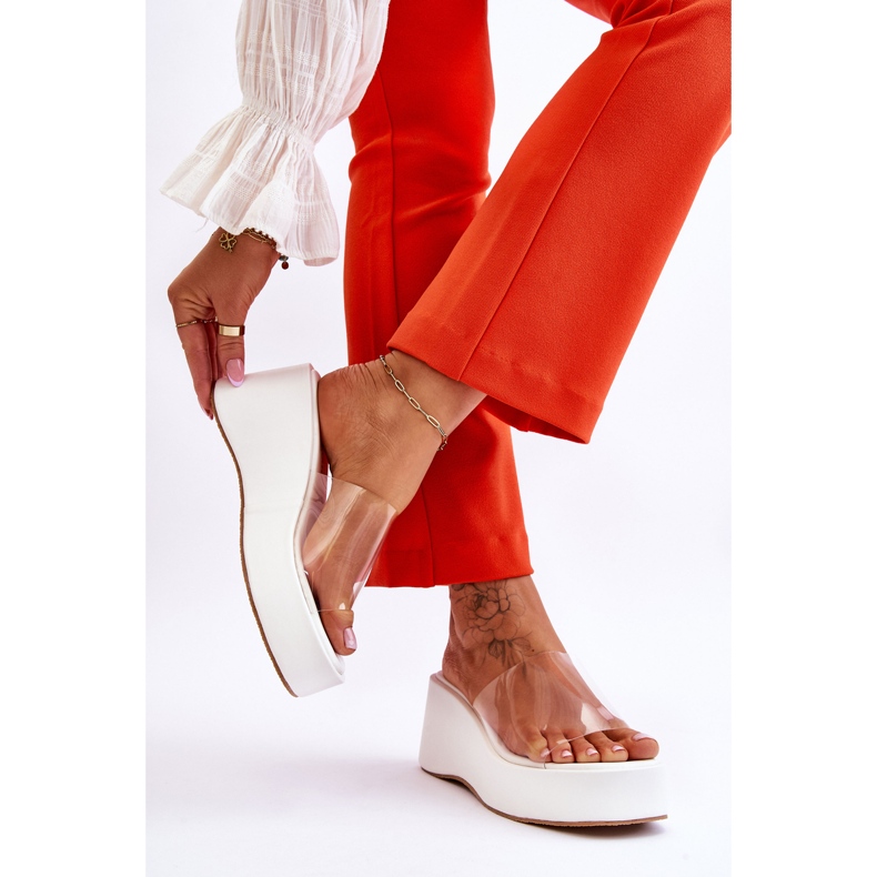 FS1 Chaussons Compensés Transparents Femme Blanc Eliane 2