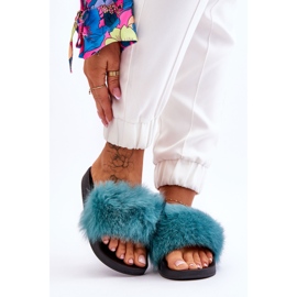 Chaussons Femme Caoutchouc Avec Fourrure Turquoise Lucrece bleu 1