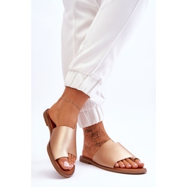 Evento Tongs Cuir Femme Golden Amite doré 2
