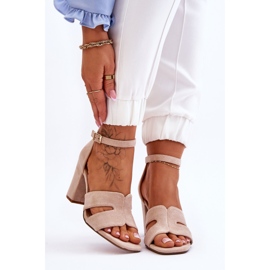 Sandales à talons hauts en daim beige Aubrey à la mode brun 1