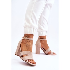 Sandales à talons hauts en daim beige Aubrey à la mode brun 4