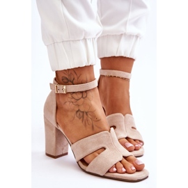 Sandales à talons hauts en daim beige Aubrey à la mode brun 6