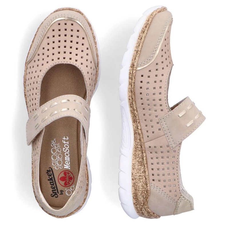 Chaussures d'été en cuir avec velcro Rieker W RKR582 beige 1
