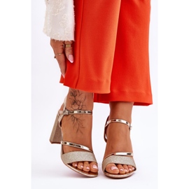 Vinceza Sandales à talons hauts Alicia dorées brillantes d'or 1