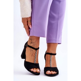 Vinceza Sandales à talons hauts Aniya en daim noir avec zircons cubiques le noir 1